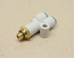   SMC KQ2U04-M6 pneumatikus push-in gyorscsatlakozós Y-elosztó, M6 menet, 4mm csövekhez, 