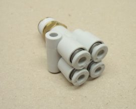 SMC KQ2UD04-02S pneumatikus push-in gyorscsatlakozós 4-es elosztó, R1/4" menettel, 4mm csövekhez, SMC KQ2UD04-02S pneumatikus push-in gyorscsatlakozós 4-es elosztó, R1/4" menettel, 4mm csövekhez,