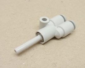 SMC KQ2U04-99 pneumatikus push-in gyorscsatlakozós Y-elosztó, 4mm csőcsonk, 2x4mm gyorscsatlakozók, 