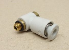 SMC KQ2VS04-M5 pneumatikus 90°-os, elfordítható push-in gyorscsatlakozó, 4mm csőhöz, M5 külső menet, SMC KQ2VS04-M5 pneumatikus 90°-os, elfordítható push-in gyorscsatlakozó, 4mm csőhöz, M5 külső menet,