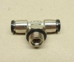   Mecman (Rexroth) 8216061401, elforgatható T-elosztó, G1/4" menet + 2x6mm push-in gyorscsatlakozó, (RP215-6-1/4, 921M-6-1/4, S6430 6-1/4, 6432 6-1/4, KQB2T07-N02S) 