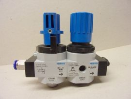 Festo Pneumatikus levegőelőkészítő egység 2 modullal, 170681 HE-D-MINI, kézi On/off szelep + 159625 LR-1/4-D-MINI szelepmodul, 8 és 6 mm-es push-in csatlakozókkal, 