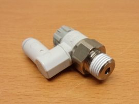 SMC AS2301F-01-04SA, Fojtó-visszacsapó, áramlásszabályozó szelep, 4mm forgatható push in gyorscsatlakozóval, R1/8" külső kúpos menettel SMC AS2301F-01-04SA, Fojtó-visszacsapó, áramlásszabályozó szelep, 4mm forgatható push in gyorscsatlakozóval, R1/8" külső kúpos menettel