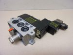   Joucomatic EMERSON ASCO 54191023 pneumatikus 5/2 útszelep, mágnesszelep, 43004473 48VAC/24VDC mágnestekerccsel, ISO-1 Méret + VDMA 24345 C1 alaplap