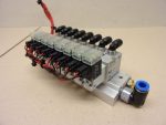   Festo szeleptömb, szelepsziget, VABM-C7-12P-G18-8, 552658 alaplap, 8db. VOVG-S12-M32U-AH-M5-1H2L, 549438, 3/2 NO, LED visszajelzéses mágnesszeleppel, 24VDC, 1x QSML-1/8-6, 153336, 6mm, és 8x QSML-M5-4, 153333, 4mm gyorscsatlakozókkal