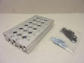 Norgren 2222110600000000, 248918, 6 modulos pneumatikus szeleptömb alaplap, V61 fix hosszúságú elosztó, hat állomással, 5/2, 5/3 és 2 x 3/2 szelepekhez használható