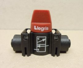 Legris 79130400 Pneumatikus kézi elzáró/lefújószelep, 3/2 szellőzőszelep, mini gömbcsap, 2db. 4mm-es push-in gyorscsatlakozóval, 