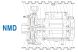 Calpeda NMD 20/140B/A Monoblokk centrifugál szivattyú, 2 fokozatú, max. 4,8m3/h, max. 50m, 400/230V 1,1kW 2900rpm, G1-1/4" és 1"-os csatlakozásokkal, bronz járókerékkel 