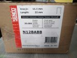   Senco N12BABB, HighLoad Nagy tárkapacitású N tűzőkapocs, tűzőgép kapocs, 11,1 (10,6)x22x1,4 mm, 1,4 mm vastag galvanizált acél, 20.000 db/doboz, Galvanized Staple,