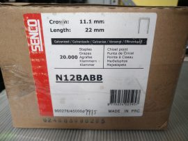 Senco N12BABB, HighLoad Nagy tárkapacitású N tűzőkapocs, tűzőgép kapocs, 11,1 (10,6)x22x1,4 mm, 1,4 mm vastag galvanizált acél, 20.000 db/doboz, Galvanized Staple,