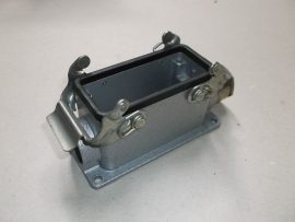 Csatlakozóaljzat ház, betét nélkül, 16 pólusú 85x34mm-es 16B betétekhez, Harting HAN16B, 09300161230, két rögzítőkarral, tömszelencével