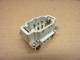 Harting Han 6 E-M, 09330062616, ipari 6 pólusú csatlakozó betét, apa, 16A 500V, Han 6B, 44x27 méret, Westec, Wieland, Molex, Tyco, HTS és Amphenol kompatibilis