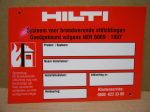   HILTI 34013912 műanyag információs tábla, két rögzítő csavarral, 10db./csomag, 150x104 mm, Holland nyelven!