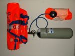   Légzőkészülék maszk palackkal, nyakba akasztható, max 15 perc, 200bar, Respire Exodus 15, menekülő maszk, PCP, búvár palack
