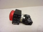   Siemens 3SB3204-6AA20, Sima lencsés 22 mm-es Jelzőlámpa modul piros búrával, izzó nélkül, 3SB3400-1A, Ba9s lámpatartó modullal, 
