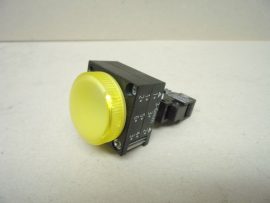 Siemens 3SB3204-6AA30, Sima lencsés 22 mm-es Jelzőlámpa modul sárga búrával, 24V 2W izzóval, 3SB3400-1A, Ba9s lámpatartó modullal, 