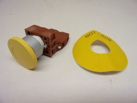 Siemens 3SB1201-1AC20-Z Sárga vészleállító gomb, Ki-gomb, 3SB1400-0A érintkező modullal, 1NO/NC, 22mm furatba, Siemens 3SB1201-1AC20-Z Sárga vészleállító gomb, Ki-gomb, 3SB1400-0A érintkező modullal, 1NO/NC, 22mm furatba,