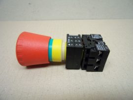 Vészleállító gomb, vészgomb, vészkapcsoló, 2 db. NC és 1db. NO érintkezővel, Siemens 3SB3400-0B, 2x 3SB3400-0C, GJ14/16,  emergency push button switch, xyz