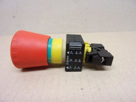 Vészleállító gomb, vészgomb, vészkapcsoló, 1 db. NC érintkezővel, Siemens 3SB3400-0C, GJ13/14,  emergency push button switch, xyz