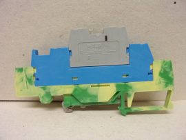 WAGO 280-547 Háromemeletes sorkapocs, Árnyékolt/átmenő/átmenő sorkapocs, 2,5 mm², DIN 35x15 és DIN 35x7,5 sínhez, CAGE CLAMP®, zöld-sárga/kék/szürke