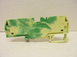 WAGO 282-687, 3 vezetékes földelő sorkapocs, 6 mm², középső jelölés, DIN 35x15 és DIN 35x7,5 sínhez, CAGE CLAMP®, zöldsárga, rugós kábelbekötés, 