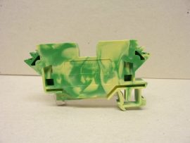 WAGO 284-607, 2 vezetékes földelő sorkapocs, 10 mm², szélső jelölés, DIN 35x15 és DIN 35x7,5 sínhez, CAGE CLAMP®, zöldsárga, rugós kábelbekötés, 