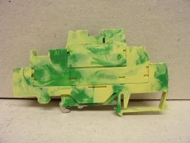 WAGO 280-597, Háromemeletes sorkapocs, 6 vezetékes földelő sorkapocs, 2,5 mm², belső közösítés, DIN 35x15 és DIN 35x7,5 sínhez, CAGE CLAMP®, zöld-sárga