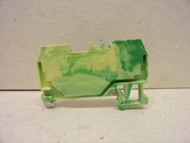 WAGO 280-907, 2 vezetékes földelő sorkapocs, 2,5 mm², középső jelölés, DIN 35x15 és DIN 35x7,5 sínhez, CAGE CLAMP®, zöld-sárga, rugós kábelbekötés, 